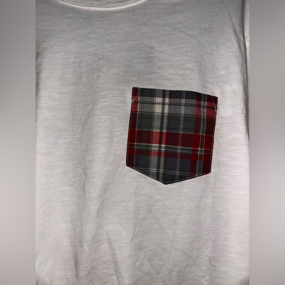 NEW‎ Tailor Vintage Plaid Patch Pocket Tee Shirt M Summer Vacation Travel Beach - Picture 5 of 7